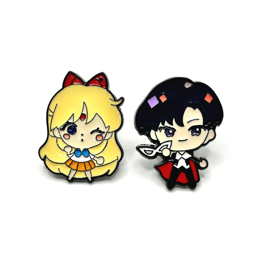 Sailor Venus Tuxedo Mask Enamel Pin Set OS Multi Chibi Kawaii Anime Gift Set